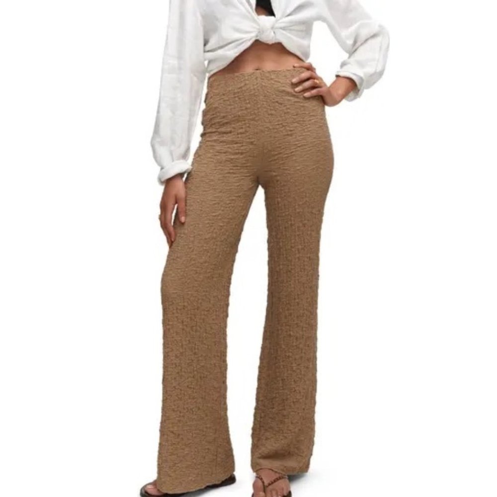 Women Textured  Wide Leg Pants sz Medium